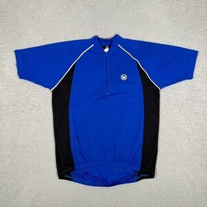 Canari Performance Cycling Jersey Mens Medium Blue 1/2 Zip Compression Bike Road